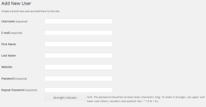 Add User Screen in WordPress
